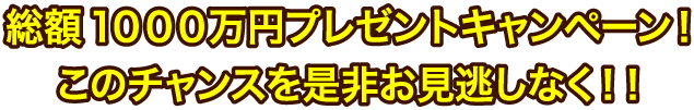 このチャンスを是非お見逃しなく！